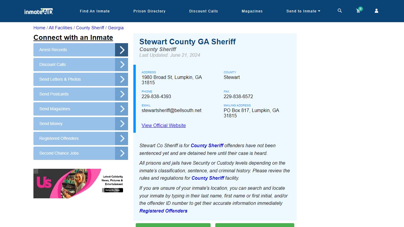 Stewart County GA Sheriff & Arrest Search - InmateAid