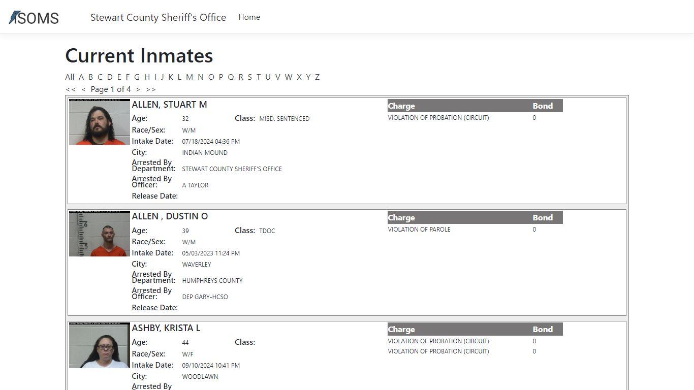 Inmates - ISOMS Portal